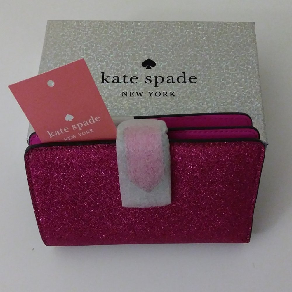 Kate Spade Medium Bi-fold Lola Glitter Wallet - Picture 14 of 16